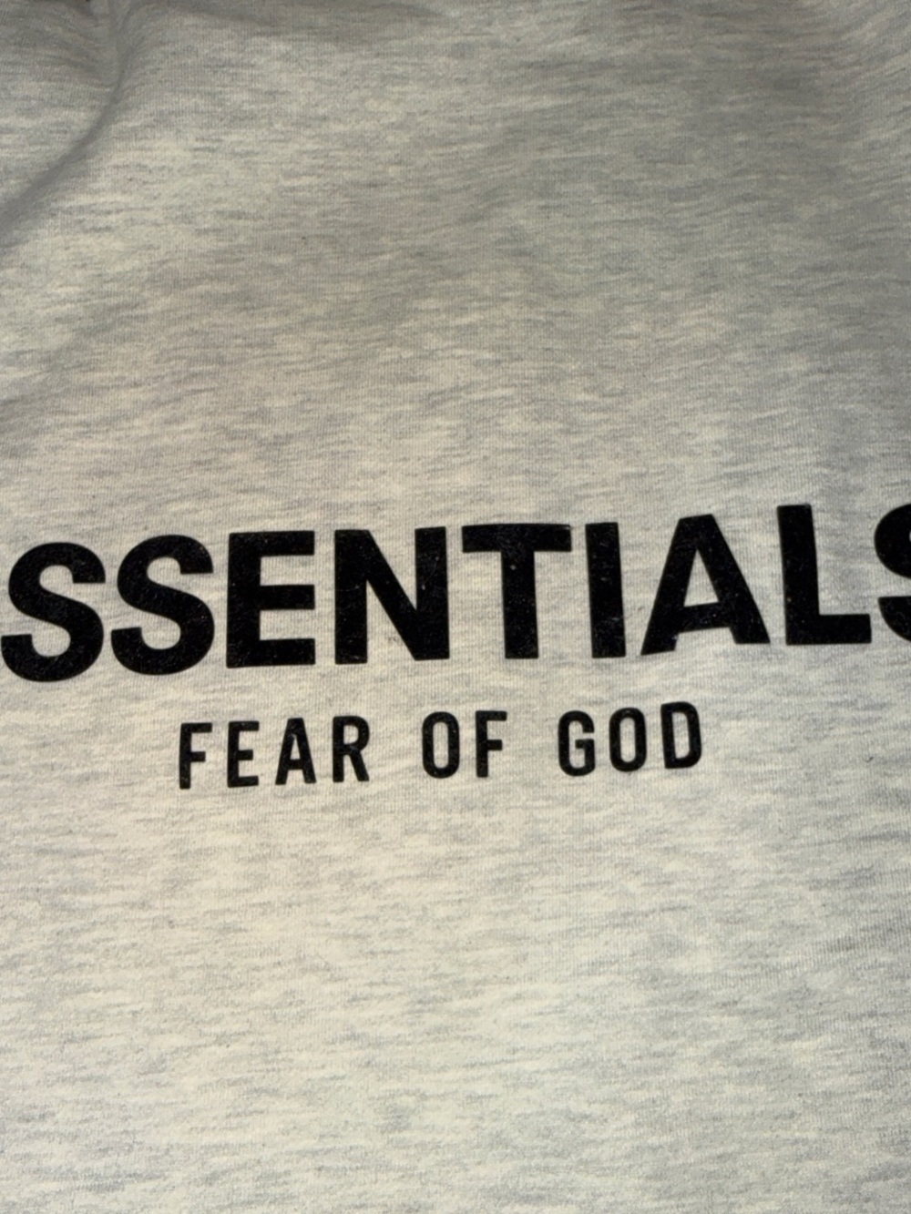 Fear of God ESSENTIALS Heather Light Gray Hoodie with Black Logo - Picture 4 of 5